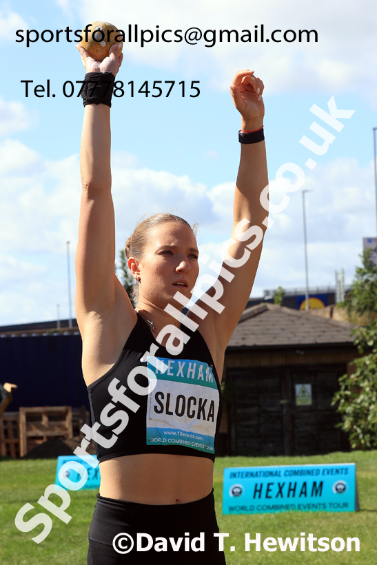 Heptathlon shot putt, 2025 EAP International Combined Events, Hexham, Northumberland.  Photo: David T. Hewitson/Sports for All Pics